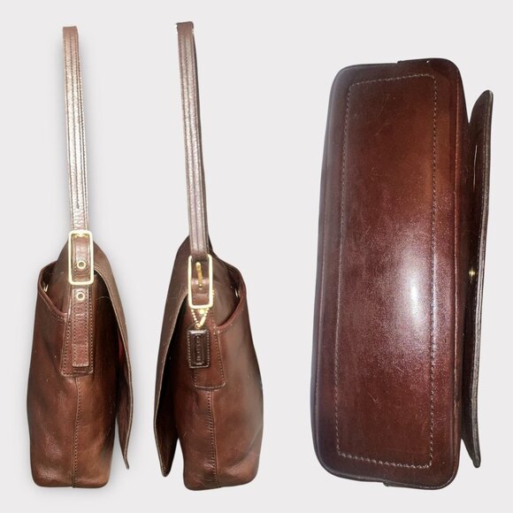 VTG Coach Legacy Monterey Flap 9829 Mahogany Leather Brass Bag Costa Rica Y2K - Picture 7 of 10